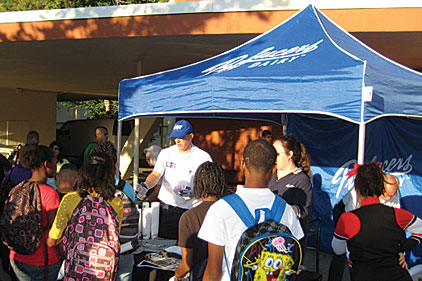 Marketing tent with students