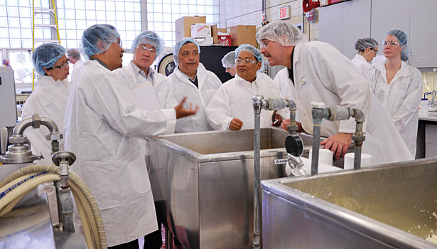 A delegation from Asia visits the Center for Dairy Research, Madison, Wis.