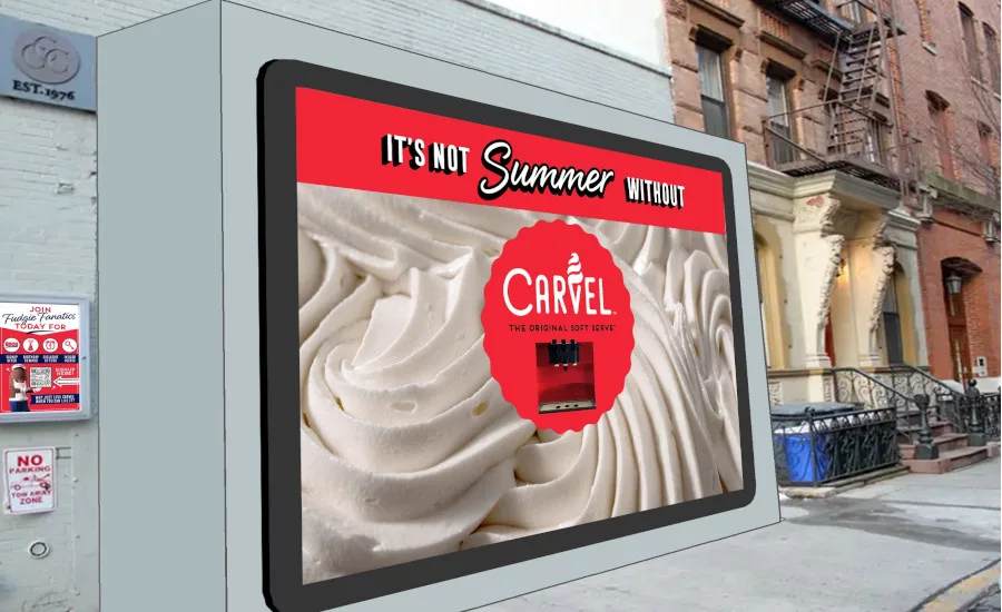 Carvel billboard serving soft serve