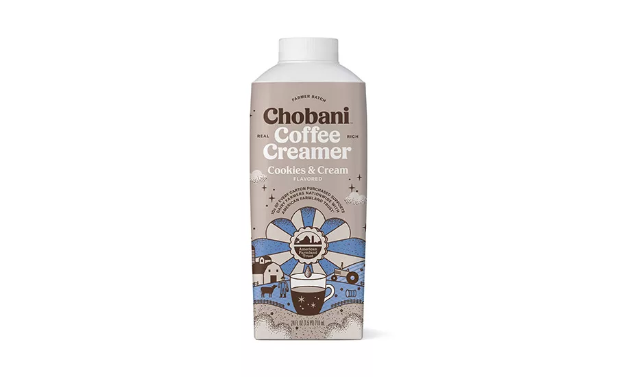 Chobani’s new creamers come in a variety of flavors, including seasonal flavors and even a special edition, Farmer Batch Cookies & Cream, which the company created for dairy farmers in partnership with American Farmland Trust.