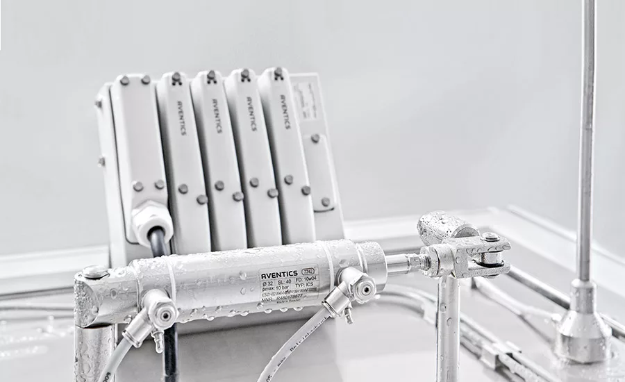 Valves must be able to withstand high-pressure cleanings and chemical agents. Photo courtesy of Emerson Automation Solutions.