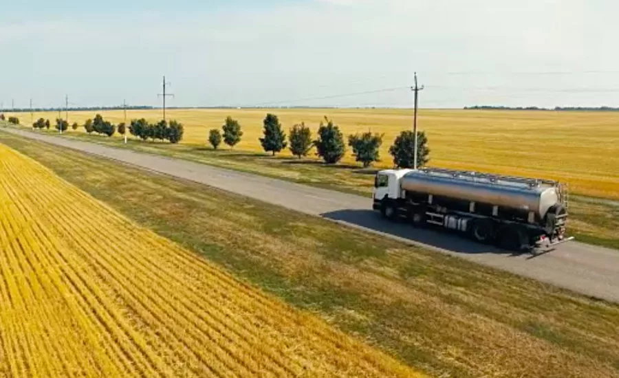 truck on a long road