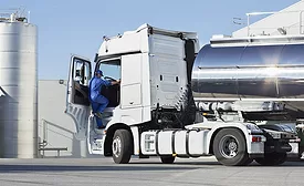 Driver getting out of truck