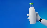 robot holding bottle of milk robot holding bottle of milk
