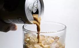pouring coffee over ice