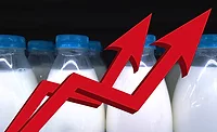 bottle milk and arrow going up bottle milk and arrow going up