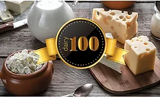 Dairy top 100 - dairy products in the background