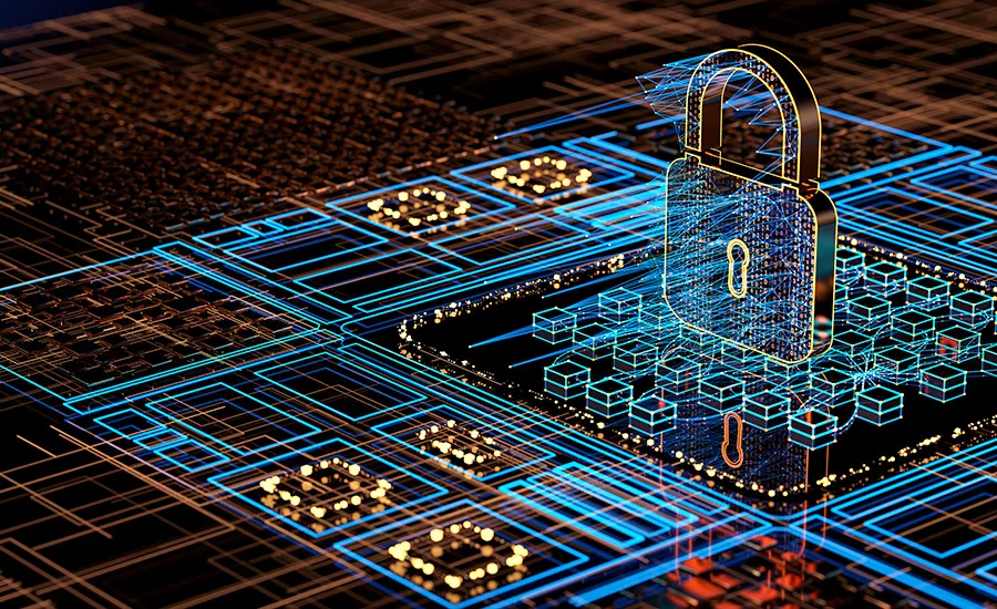 graphic of lock securing databases