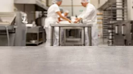 a stainless steel countertop