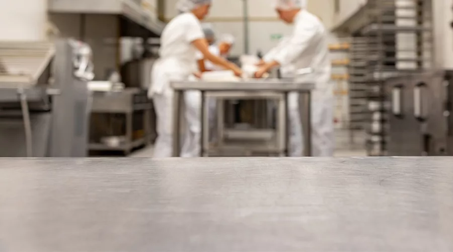 a stainless steel countertop