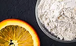 orange slice and flour
