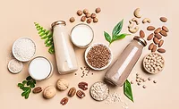 various plant-based milk products and their source ingredients