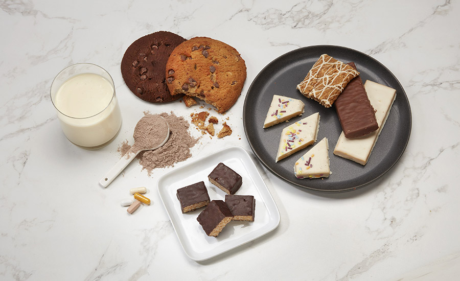 protein cookies, bars, powder