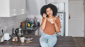 woman eating yogurt