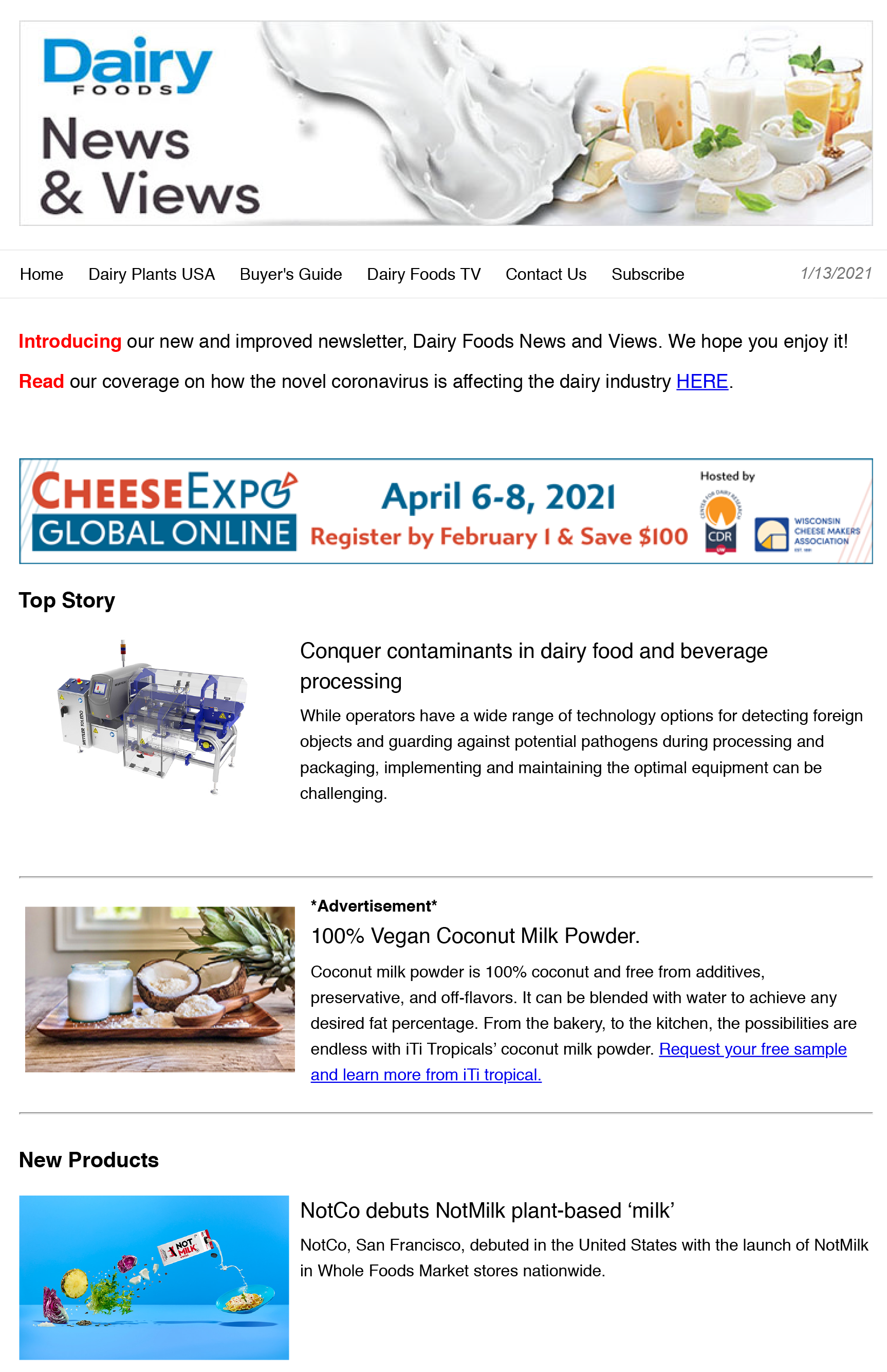 Dairy Foods dairy product innovations newsletter