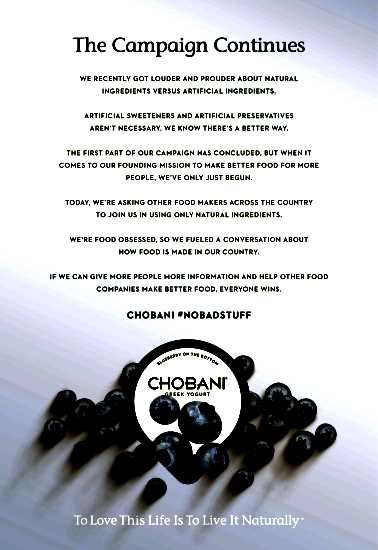 Chobani no bad stuff ad