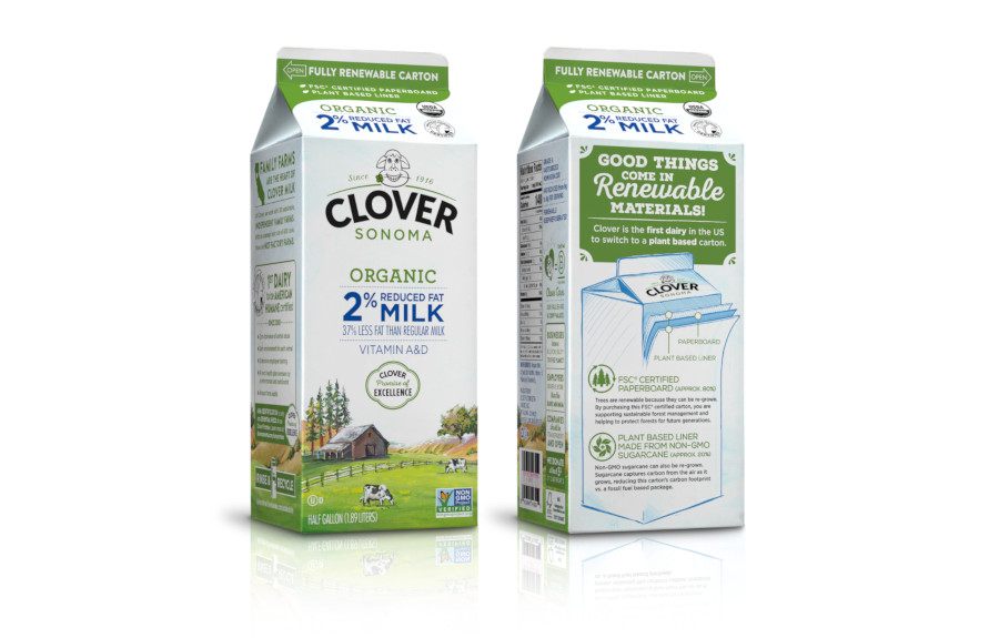 Clover Sonoma fully renewable packaging