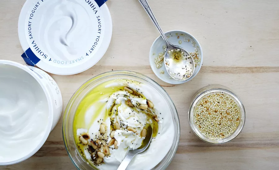 Sohha-yogurt with Everything Bagel topping