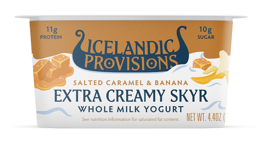 Icelandic Provisions Extra Creamy Skyr whole milk yogurt on a white background.
