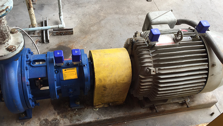 Machine Health sensors monitor an overhung centrifugal pump.