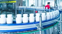 Automated factory milk production process.