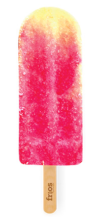 A Frios Gourmet Pops Raspberry Peach Thyme Limited Edition flavor on a white background.