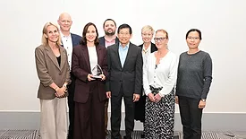 Hilmar employees from left to right: Rylen Dickey, Greg Schlafer, Marina Crocker, Braden Hocking, Chao Wu, Holly Daniels, Kay Thomson and QiQi Peng.
