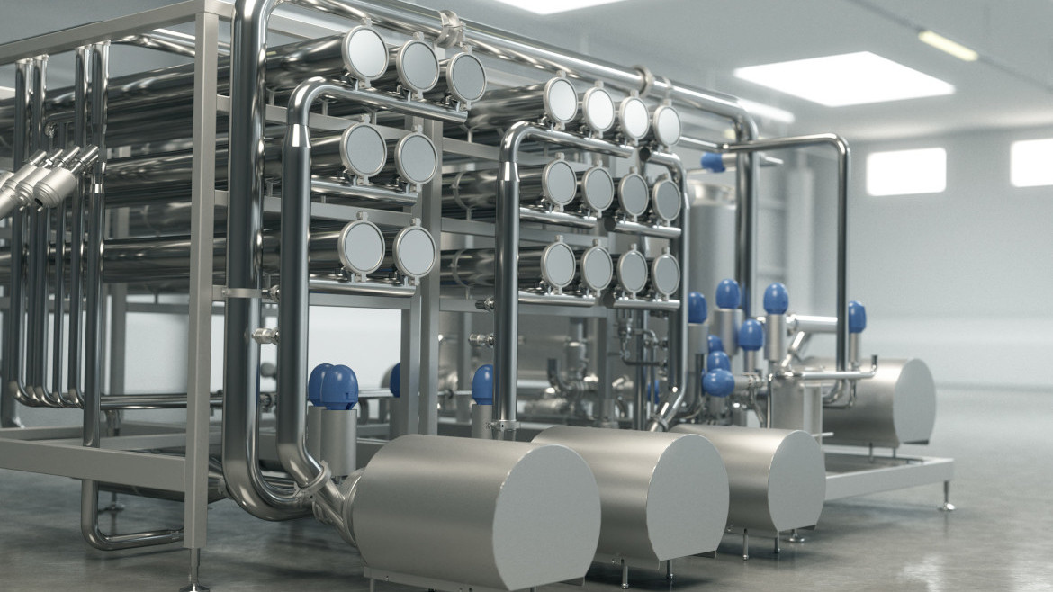 Tetra Pak membrane system in a factory floor.