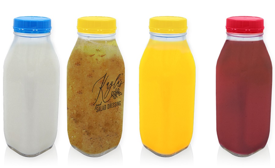 Refillable glass bottles with a twist off tamper-evident cap and threaded neck